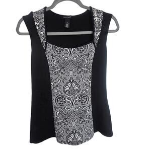 White House Black Market Womens Hourglass Damask Print Top Size S Stretch Career